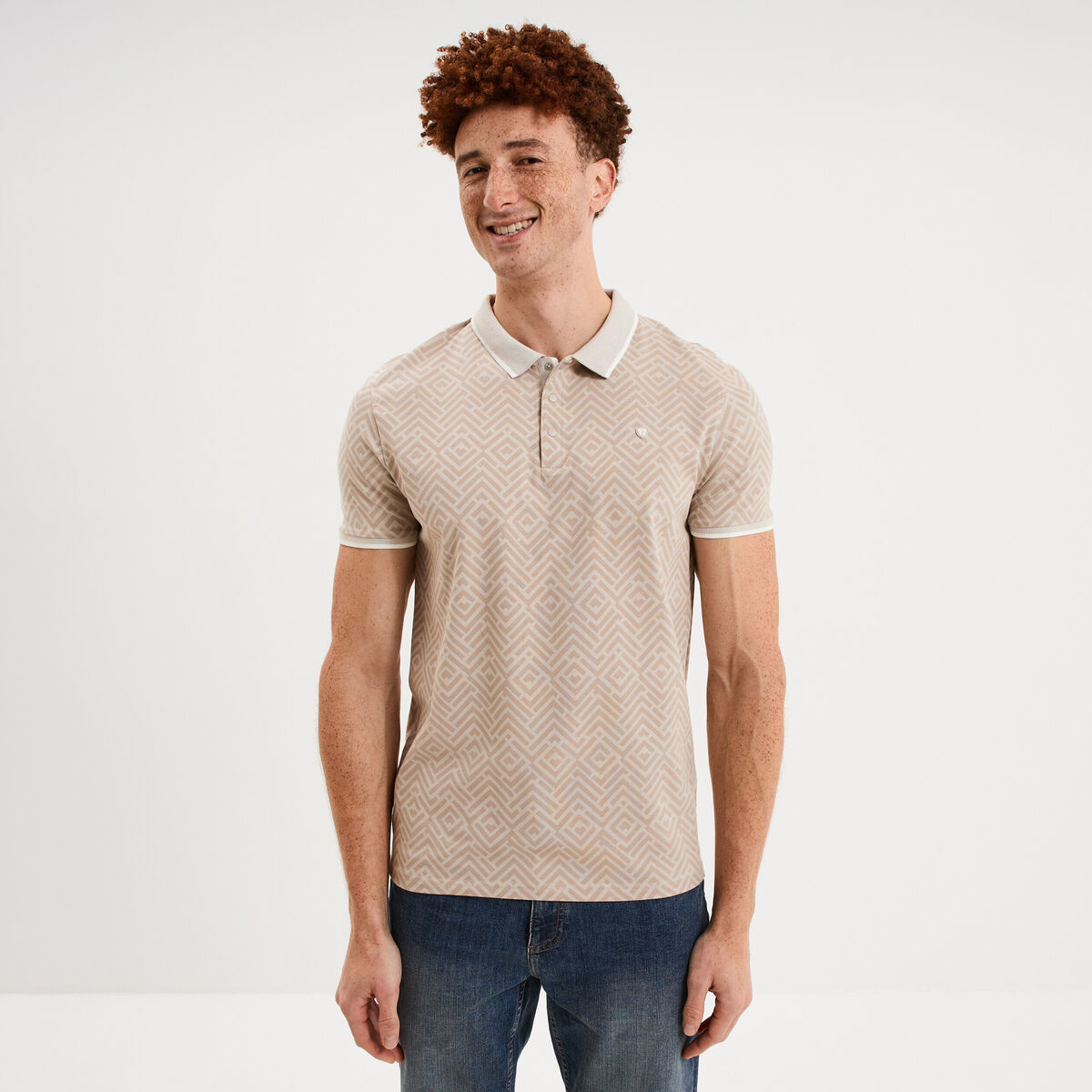 Polo slim manches courtes stretch gris homme