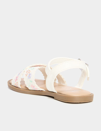 Sandales à broderie blanc fille