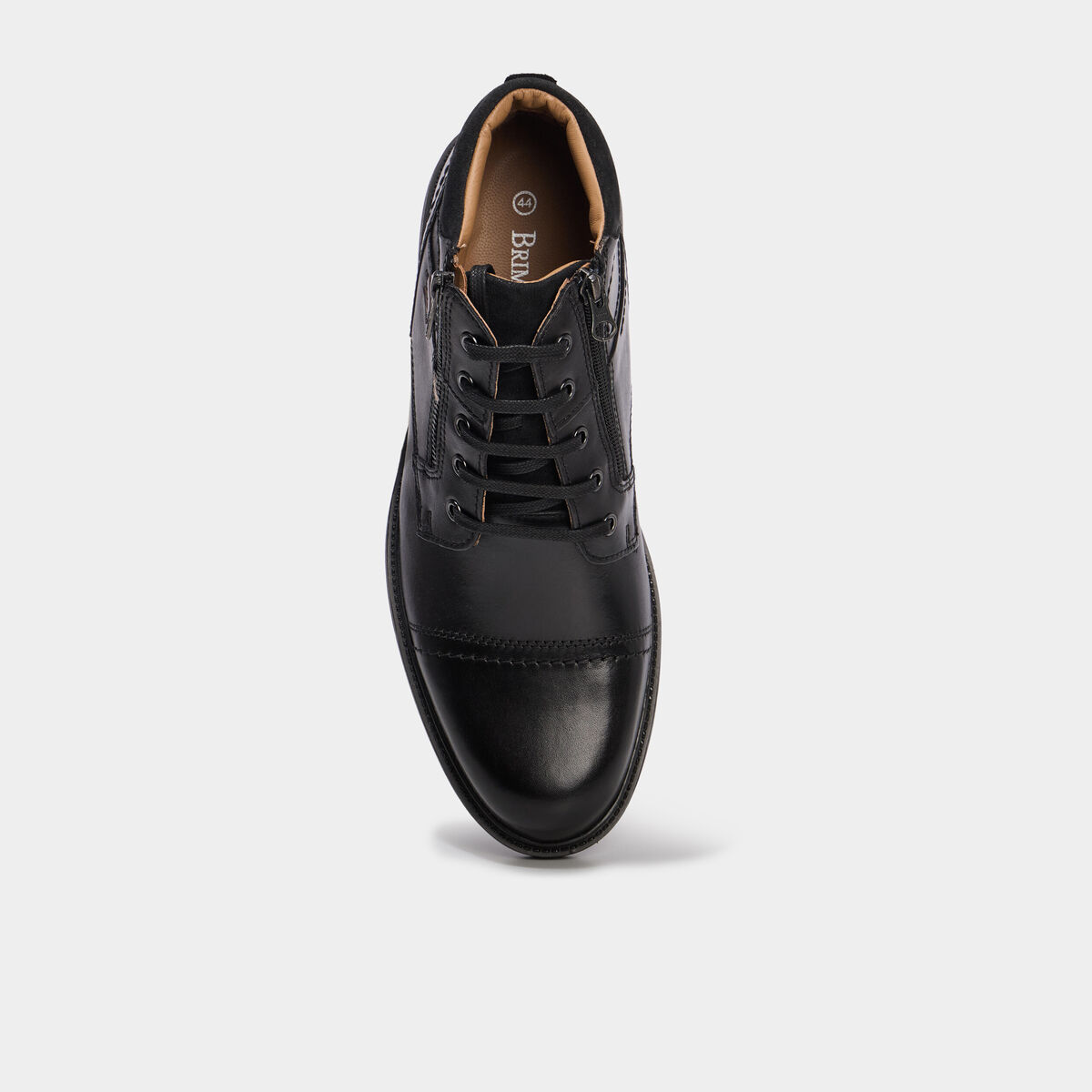 Bottines montantes zipp&eacute;es en cuir noir homme