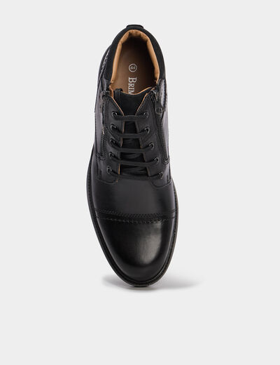 Bottines montantes zipp&eacute;es en cuir noir homme