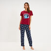 Ensemble pyjama pantalon t-shirt Stitch bordeaux femme