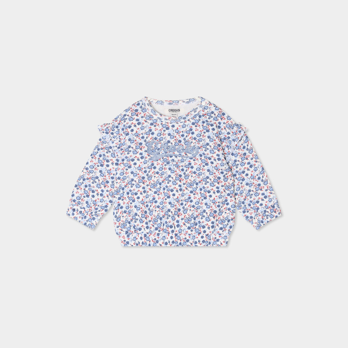 Sweat épaules à volants Creeks ecru bébé fille