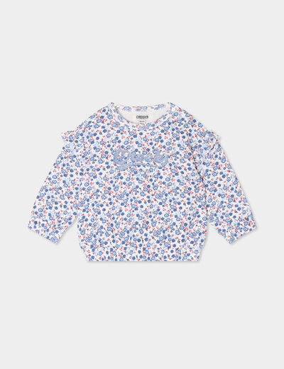 Sweat épaules à volants Creeks ecru bébé fille