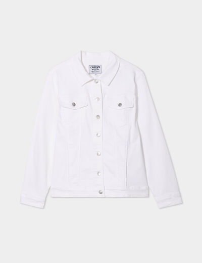 Veste en jean boutonnée Creeks denim blanc femme grande taille