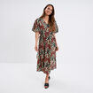 Robe midi cordons noués taille bordeaux femme
