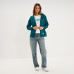 Sweat zipp&eacute; &agrave; capuche vert fonc&eacute; femme