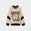 Sweat col rond manches longues Minecraft beige gar&ccedil;on