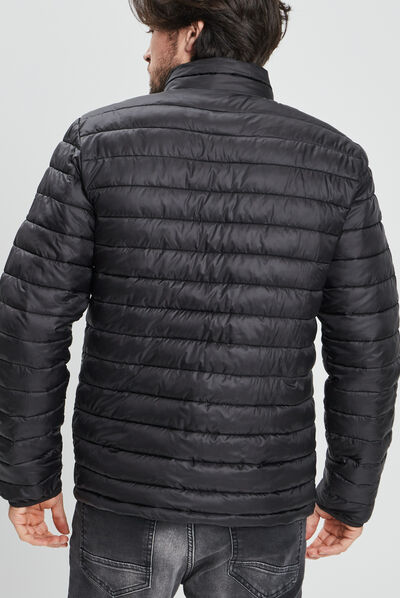 Doudoune droite légère col montant noir homme