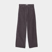 Pantalon velours taille haute large gris foncé femme