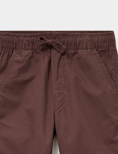 Pantalon battle taille &eacute;lastiqu&eacute;e coton marron fonc&eacute; gar&ccedil;on