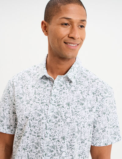 Chemise manches courtes coton vert homme
