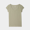 T-shirt col V ajusté manches courtes vert kaki femme
