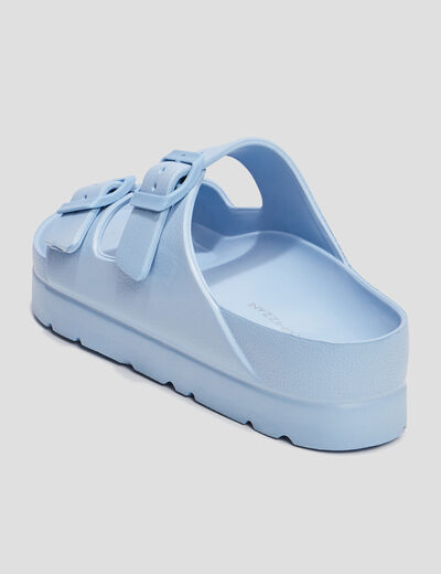 Mules de plage plateformes bleu femme