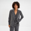 Veste blazer droite manches longues gris fonc&eacute; femme