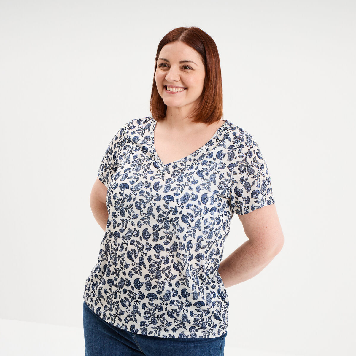 T-shirt manches courtes ecru femme grande taille