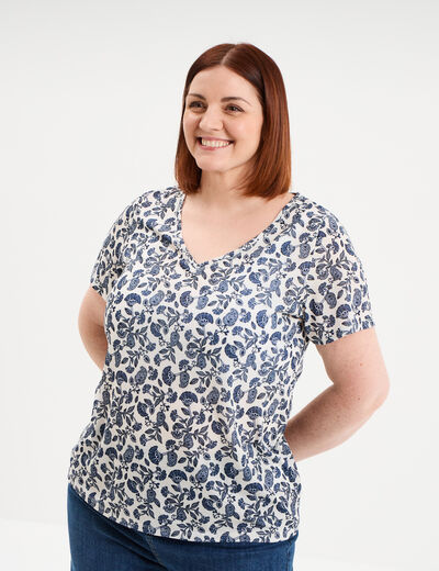 T-shirt manches courtes ecru femme grande taille