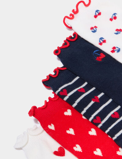 Lot 5 paires chaussettes rouge b&eacute;b&eacute; fille
