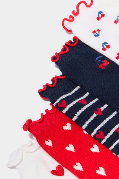 Lot 5 paires chaussettes rouge b&eacute;b&eacute; fille