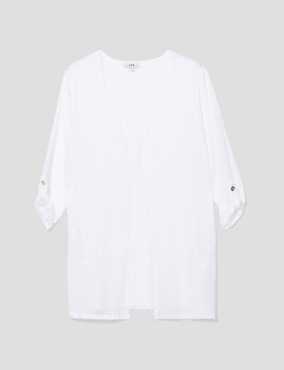 Gilet manches 3/4 blanc femme