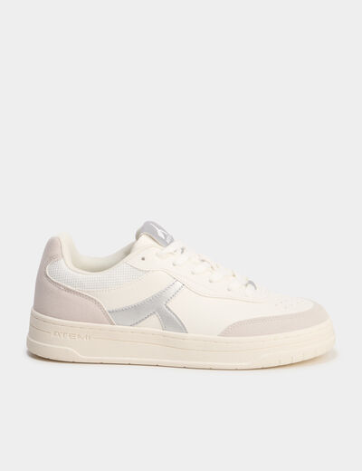 Tennis basses &agrave; lacets gris argent femme
