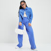 Surchemise cropped manches longues bleu electrique femme