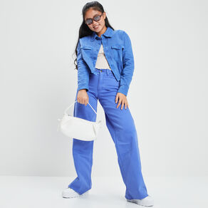 surchemise cropped manches longues bleu electrique femme Surchemise cropped manches longues bleu electrique femme