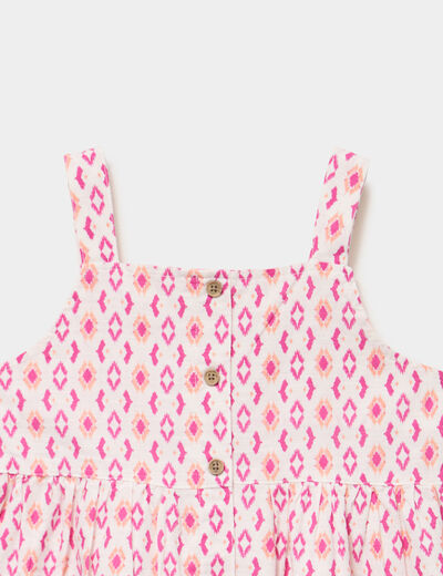 Robe &agrave; fines bretelles coton boutonn&eacute;e ecru fille