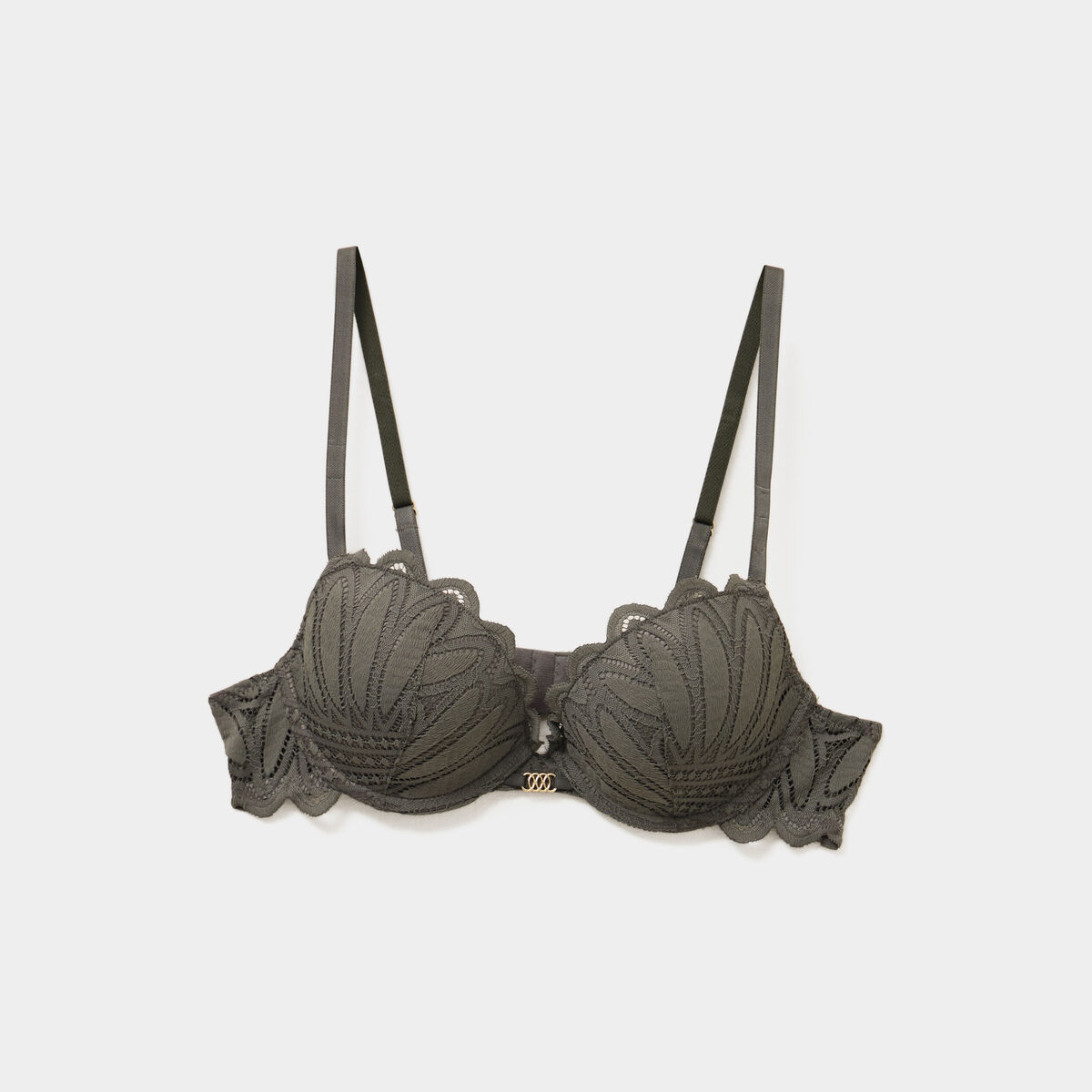 Soutien-gorge emboîtant paddé dentelle vert kaki femme