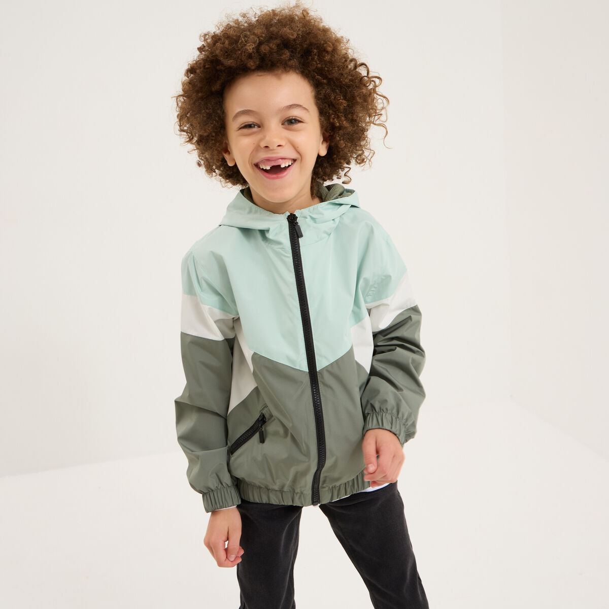 Veste à capuche zippée vert kaki garçon | La Halle