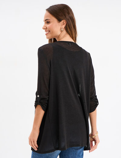 Gilet manches 3/4 noir femme