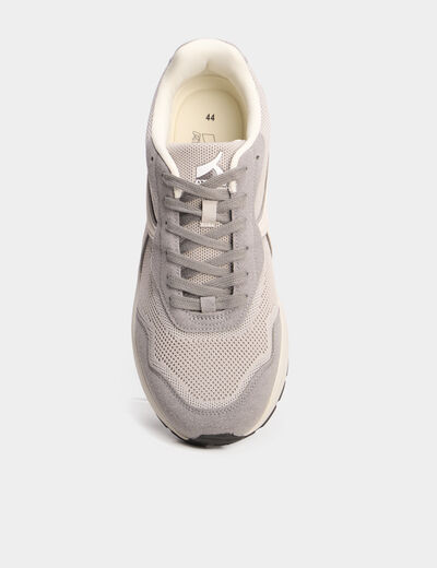Baskets running de sport &agrave; lacets gris homme