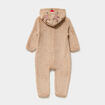 Pyjama No&euml;l effet velours &agrave; capuche taupe b&eacute;b&eacute;