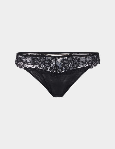 Culotte tanga à dentelle noir femme
