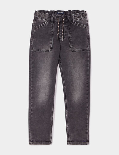 Jean stretch jogger taille élastiquée denim gris garçon