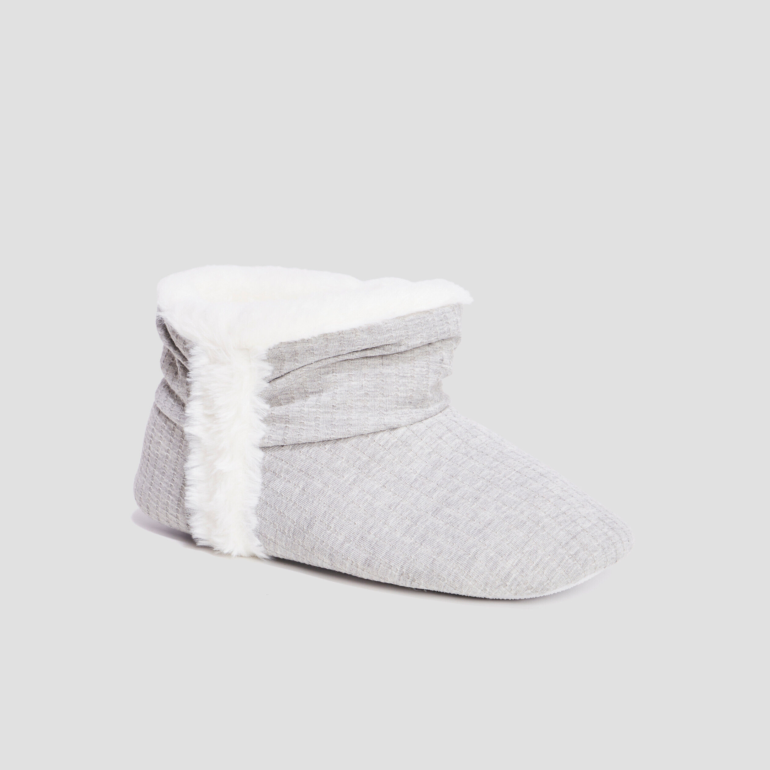 Chaussons bottines fourrées gris femme LH