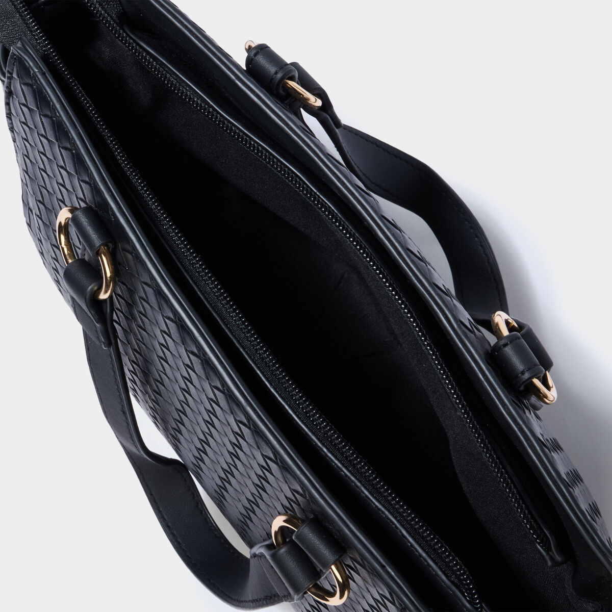 Sac &agrave; main effet tress&eacute; noir femme