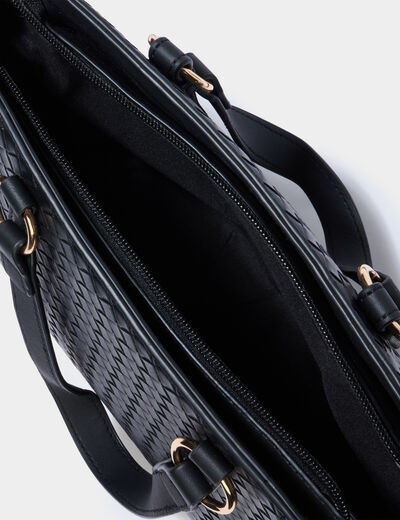 Sac &agrave; main effet tress&eacute; noir femme