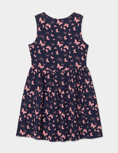 Robe patineuse sans manches coton bleu marine fille