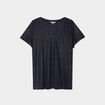 T-shirt col en V manches courtes bleu foncé femme grande taille