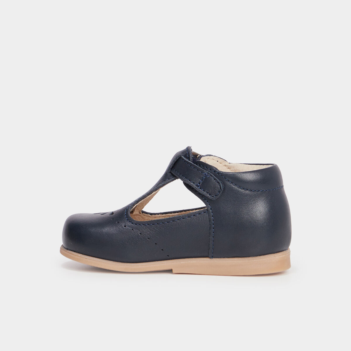 Chaussures salomé en cuir bleu bébé garçon