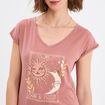 T-shirt coton col en V manches courtes vert clair femme