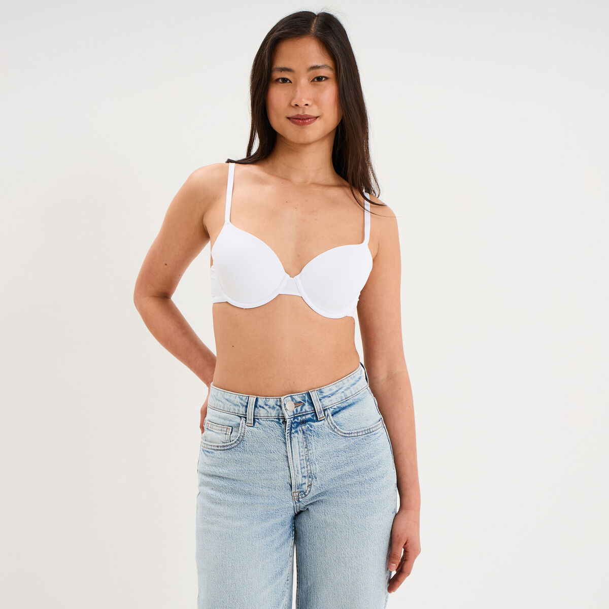 Soutien-gorge corbeille padd&eacute; microfibre blanc femme