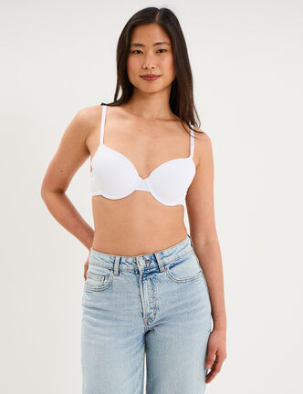 Soutien-gorge corbeille padd&eacute; microfibre blanc femme