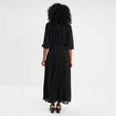 Robe midi manches 3/4 fendues noir femme