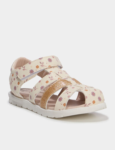Sandales &agrave; scratchs avec semelle souple multicolore fille