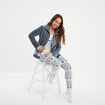 Ensemble pyjama 3 pièces gilet à capuche bleu gris femme