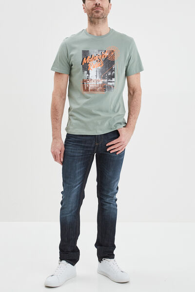 T-shirt droit manches courtes coton vert clair homme