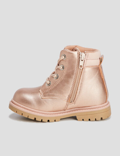 Bottines métallisées rose champagne fille