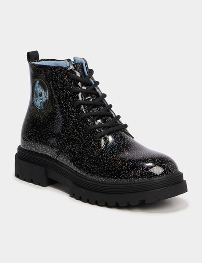 Boots &agrave; paillettes Stitch noir fille