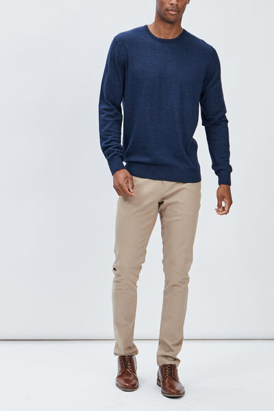 Pantalon droit en coton stretch sable homme